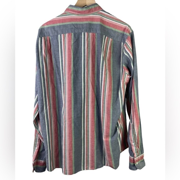 J. Crew Factory Madras Men’s Button Down Long Sleeve Striped Shirt - Picture 3 of 3